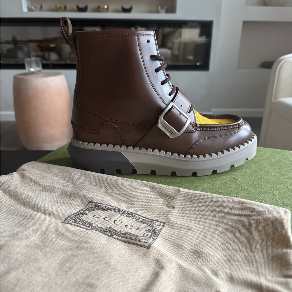 Gucci Dark Brown Leather Ankle Boots - Picture 2 of 6